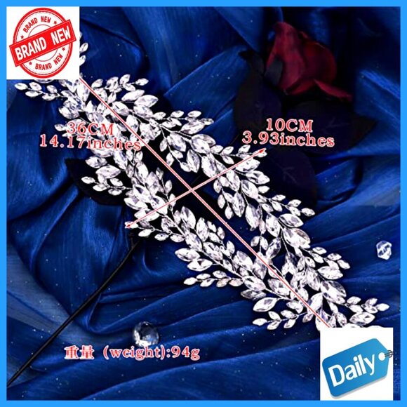 Rhinestone Wedding Headband Bridal Hair Accessory Handmade Sparkle